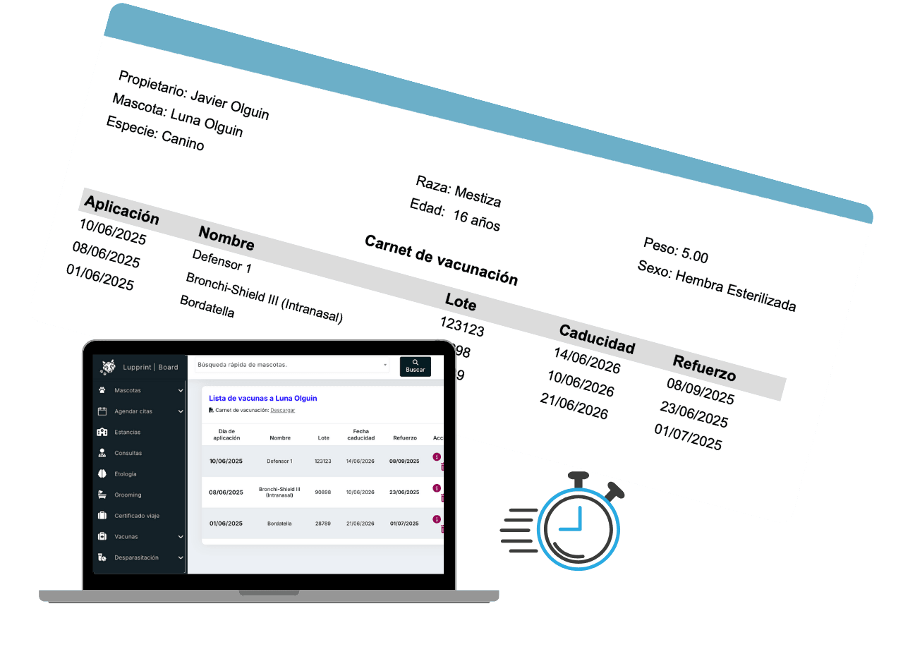 Consulta de carnets de vacunación y desparasitación digitales en Lupprint.